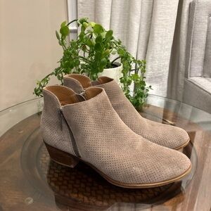 Lucchese Beige Suede Ankle Booties